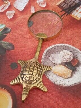 Vintage Brass Turtle Handheld Magnifying Glass